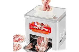 NEWTRY Cortadora de carne comercial con cuchilla de 2,5 mm, 160KG/H Máquina para cortar carne de acero inoxidable 550W, cortar en rodajas y dados, para restaurantes, comedores, carnicerías