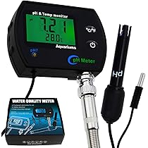 Digital Combo pH Temperature Gauge, Aquarium Thermometer pH Monitor with Automatic Calibration Function for Aquarium Hydroponics, Aquaculture Laboratory