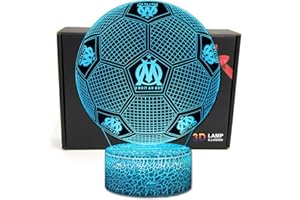 AOPOW Football 3D Illusion Optique Intelligent 7 Couleurs LED Night Light Lampe de Table avec câble d'alimentation USB Olympique de Marseille pour Enfants Anniversaire De Noël Saint Valentin Cadeau