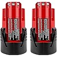 ADVTRONICS Pack of 2 12 V 3.0 Ah lithium-ion batteries for Milwaukee M12B 48-11-2411 48-11-2420 48-11-2401 48-11-2402 48-11-2401 for Milwaukee 12-Volt M12 battery