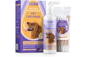 HICC PET Ear Cleaner for Dogs & Cats, Dog Ear Infection Treatment To Soothe Itchiness and Inflammation, Dog Ear Drops To Stop Wax Build Up, Head Shaking, Scratching Ear Odour, 4 Fl Oz