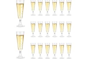 HULAGU 20PCS Flûtes à Champagne en Plastique 150ml Verres à Champagne Réutilisable Coupe de Champagne Transparent pour Fêtes Mariages Anniversaires Noël