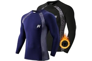 MEETWEE Tee Shirt Thermique Homme, Manche Longue Maillot de Compression Base Layer sous-Vêtements Thermique pour Sports Ski Running