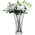 Glass Vase, Clear Crystal 30cm Tall Large Flower Vase for Decoration and Floral Arrangement