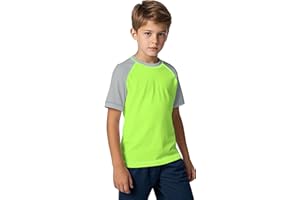 ANGEL CITIZ Boys' Short-Sleeved Crew Neck Swimming Shirt UV Children's Rash Guard UPF 50+ Swimming Shirt Children 125-155