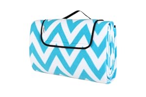 DETEX® Picknickdecke Campingdecke XXL 200x200 cm Wasserdicht Wärmeisoliert Waschbar Fleece Faltbar für 4-6 Personen Garten Stranddecke Türkis/Weiß