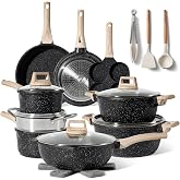 Just Perfect Non-Stick Cookware Pots and Pans Set, 21 Pieces, Non-Stick Aluminium Cookware Set for All Cookers, Including Ind