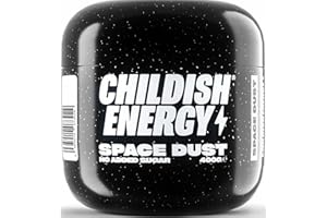 Childish Energy Drink Powder - Space Dust Flavour (Cola & Grape) - Zero Sugar, 150mg Caffeine, Healthier Energy Drink Pre Workout Powder - 40 Servings per Tub