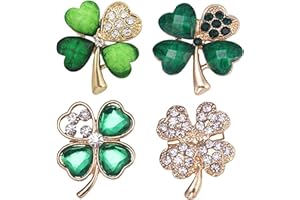 ALUYF Vierblättriges Kleeblatt Brosche Grüne Strassbrosche Legierungs-Kristall-Schal-Clip, Kristallbrosche Weihnachtsbrosche Brosche Symbol des Glücks für Frauen, Mädchen, Hochzeit, Party