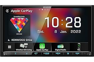 kenwood Wyświetlacz samochodowy z radiem i nawigacją GPS | 2-DIN Dab+ Bluetooth Android Auto Apple CarPlay HDMI Sprzęt samochodowy Odbiornik multimedialny z Spotify, Youtube, Whatsapp... - Kenwood