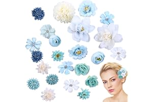 LARFRAECY 23Pcs fiore artificiale capelli clip, blu fiore capelli spille matrimonio fiore Hairpins accessori per capelli fiore per partito tropicale, spiaggia, prom donne capelli fiore (Elegante)