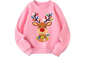 Pilipulu Sweat Enfant Fille Col Rond Sweatshirt Filles Licorne Lapin Pull Enfant Coton pour 2-8 Ans