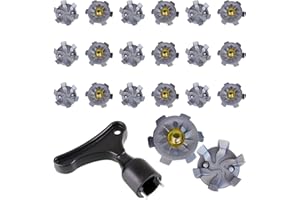 Omevett 20pcs Golf Shoe Spikes Metal Golf Shoe Studs with Wrench Remove Tool Thread Cricket Spikes Replacement Universal Golf Shoe Cleats for Footjoy Adidas Skechers Nike Golf Shoe Easy Installation