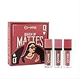 MARS Queen of Mattes Liquid Lipsticks Box Set of 3 (13.5 ml) (PEACHES & NUDES) | Smudgeproof & Transferproof | Intense Pigmentation Long-Lasting Wear | Customizable Colors | Matte Finish