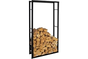 ML DESIGN MODERN LIVING ML-Design Estanteria Metálica para Leña 80 x 150 x 25 cm Soporte Organizador de Madera para Interior o Exterior, Leñero Negro Moderno Junto a Chimenea/Fogata Estructura de Acero para Apilar Troncos