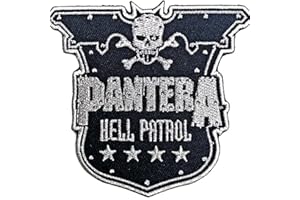 ROCK OFF OFFICIALLY LICENSED PRODUCTS Pantera Patch Hell Patrol Band Logo Official Black Embroidered Woven Iron on Taglia unica