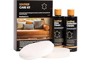 ‎FURNITURE CLINIC Furniture Clinic - Komplettes Lederpflege-Set | Lederreiniger & Schutzcreme für Sofas, Autos, Möbel | Das Premium Set ist mit einem Lederduft angereichert und enthält je 250ml Reiniger & Conditioner