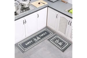 7VSTOHS Kitchen Rugs 2 Pieces, Absorbent and Stain-Resistant Kitchen Mats Non-Slip, Machine Washable Kitchen Runners Floor Mat Rugs for Kitchen For Entryway and Door Mat Set, 40x60 + 40x120 cm