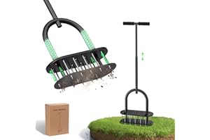 Onadak Lawn Aerator Spikes Aerating Tool, Manual Aeration Tools with Padded T-Handle, Wide Foot Plate, 15 3 Inch Solid Steel Spikes, Yard Aerators for Lawn Yard & Garden