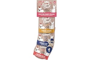 Rosewood Cupid and Comet Bas de Noël pour Chat avec friandises au Saumon, à la Dinde et au Fromage et Deux Jouets Souris à l’Herbe à Chat