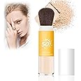 Azonee Mineral Sunscreen Powder, SPF 50 PA++ Setting Powder, Concealer Long Lasting Oil Control Sun Protection Brush Face Powder for All Skin Lightweight Matte Sunscreen Setting Powder with Brush