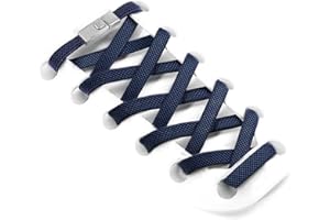 Aujzoo Lacets de chaussures sans nœud pour baskets | Tissage élastique de qualité supérieure et boucle à verrouillage rapide | Lacets plats pour adultes et enfants | Lacets élastiques sans nœud, bleu