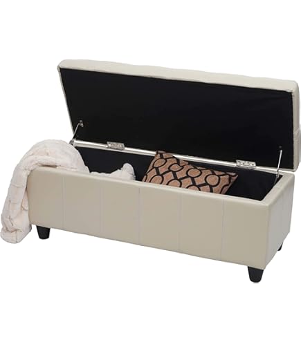 Cassapanca Imbottita Con Contenitore - Ottomana Ribalta In Similpelle Nero 118x37x43cm - Foto 4