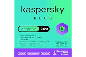 KASPERSKY LAB Kaspersky Plus Internet Security 2025 | 3 appareils | 2 ans | Anti-Phishing et Pare-feu | VPN illimité | Gestionnaire de mots de passe| Protection bancaire| PC/Mac/Mobile | Code d'activation par email