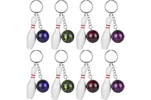 Sylanda 8 Stück Mini Bowling Schlüsselanhänger, Hängen Bowling Mitgebsel Schlüsselbund, Bowling Pins Bowling Schlüsselhalter Bowling Schlüsselanhänger für Freunde Kinder Familie Geschenk