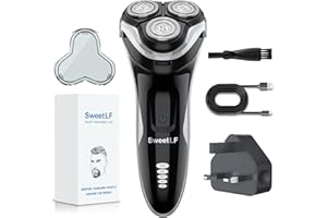 SweetLF Electric Razor for Men, with 1 Quick UK Charger & Pop-up Trimmer - Rechargeable Cordless 120 Min Shaving, 100% Waterproof Electric Shaver, Wet & Dry Shavers for Men