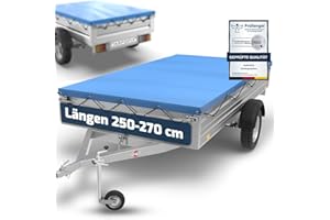 ‎TARPOFIX Tarpofix® Anhänger Plane 257,5 x 134,5 cm inkl. Planenseil | Anhängerplane Flachplane aus PVC PLANENMATERIAL | Verstärkte Stema Anhänger Plane für 1300kg PKW Hänger | Abdeckplane Anhänger Abdeckung