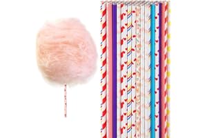 YQQYG 50 PCS Cotton Candy Floss Cones, Random Colorful Cotton Candy Floss Sugar and Cones, Candys Holder Paper Straws Tapers Supplies for Birthday Wedding Party Candy Making