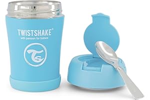Twistshake Thermal Food Container for Babies and Children - 350ml | Stainless Steel Food Thermos | Keeps Food/Liquid Hot or Cold for 12 Hours | Leak Resistant | Easy Clean | Pastel Blue