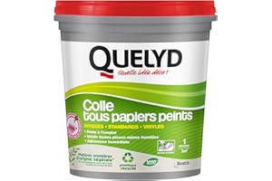 Quelyd Colle Tous Papiers Peints Avec Indicateur Coloré en Pâte – Prête à l'Emploi – Papiers Peints Intissés, Standards, Vinyles et Spéciaux – Sans Solvant – Seau de 1 Kg, Rose