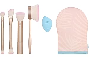 REAL TECHNIQUES Endless Summer Zestaw pędzli do makijażu, pędzle do twarzy, do podkładu i pudru, jakość premium, 6-częściowy zestaw, różowy