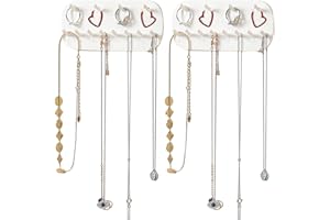 ARJDXDP Wall Necklace Organizer Holder,​2 Pack Necklace Hangers Wall Mounted Jewellry Organiser Hanging, Gift for Girls Women, White