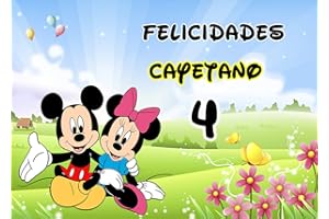 OBLEA PERSONALIZADA OBLEA de Mickey Y Minie Personalizada con Nombre y Edad para Pastel o Tarta, Especial para cumpleaños, Medida Rectangular de 28x20cm