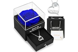 Hnustbo Gifts for Women, Preserved Real Rose with Mom Necklace, Mothers Day Presents Gifts from Daughter Son, Handmade Rose Eternal Flowers Gifts for Mothers Day, Birthday, Christmas, Valentines