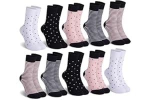 Mowenti socken damen 39-42 35-38 sportsocken strümpfe socks Damensocken bunte schwarz Streifen Punkte baumwollsocken 10 Paar