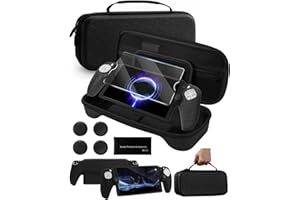 PALPOW Accessories Bundle for PlayStation 5 Portal Case, Carry Case with Silicone Protective Cover and Screen Protector for PS Portal, Accessories Set for ps5 portal with 4 Thumb Grips - Black