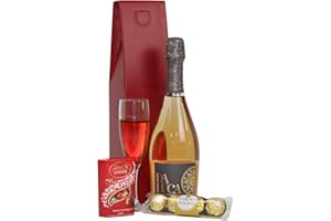BELLEVUE WINES Prosecco & Chocolates Gift Box - Luxury Gift Hamper - Da Luca Rose Brut Sparkling Italian Wine & Assorted Chocolate - Valentines, Birthday, Congratulations Gift, For Women and Men