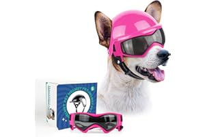 NAMSAN Anti-UV Hundebrille mit Haustierhelm, Winddicht Augenschutz Hunde Sonnenbrille, Cooler Motorrad-Haustierhelm für Kleine/Mittlere Hunde