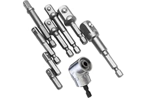 NEWDER 8 Pezzi Barra di Estensione (1/4",3/8",1/2") Bit di Trivello Set + Adattatore ad Angolo Retto Esagonale 105 Gradi 1/4" di Trazione del Potenziometro di Trapano per Cacciaviti