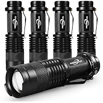 4 Lampes Torche LED DAOUZL - Mini, Puissantes, Étanches - Avec Cordon - Pour Camping, Urgence - 4 Couleurs