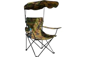 TIENDA EURASIA - Silla Playa o Camping Plegable | Parasol y Porta Vasos Incorporado | Estructura de Metal y Tela Oxford Resistente | Estampado Camuflaje | Bolsa Transporte | 78x48x130 cm (Pack 1 UD)