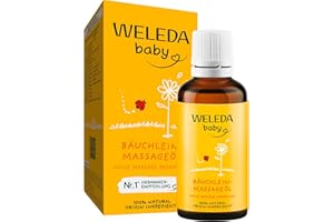 ‎WELEDA WELEDA Bio Baby Calendula Bäuchlein Massageöl - veganes Naturkosmetik Babyöl / Körperöl hilft Babys & Kindern bei Blähungen. Natürliche ätherische Öle fördert die Verdauung & entspannen (1x 50ml)