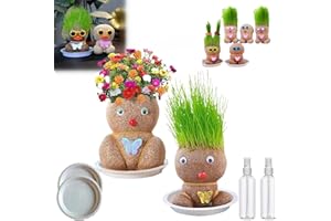 Donubiiu Grass Head Doll, Grass Head Doll Plant, Grass Head Growing Kit For Kids, Growing Grass Head Doll, Cat Grass Doll, Highway Grass Head Doll, Cat Grass Kit For Home Garden (2PCS-A)