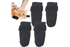TEWZAFIYA Katzenfäustlinge gegen Kratzer, Katzenstiefel, Verstellbare Mesh-Katzenstiefel, Verstellbare Mesh-Katzenfußabdeckungen, Kratzfeste Katzenkrallenschutz 4X für die Katzenkrallenpflege