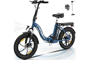 HITWAY Bicicleta eléctrica 20" Fatbike Bicicleta Montaña Plegable Ebike, 250W Motor,36V/12Ah Batería, 7 velocidades, Pedal Assist,Alcance 35-90KM,E-MTB Adultos Urbana