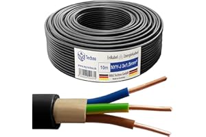 M&G Techno 10m NYY-J 3x1,5 mm² Erdkabel Elektro Strom Kabel Kupfer eindrähtig Made in Germany, 10775, Schwarz